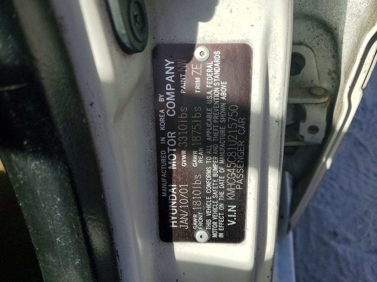 2001 HYUNDAI ACCENT