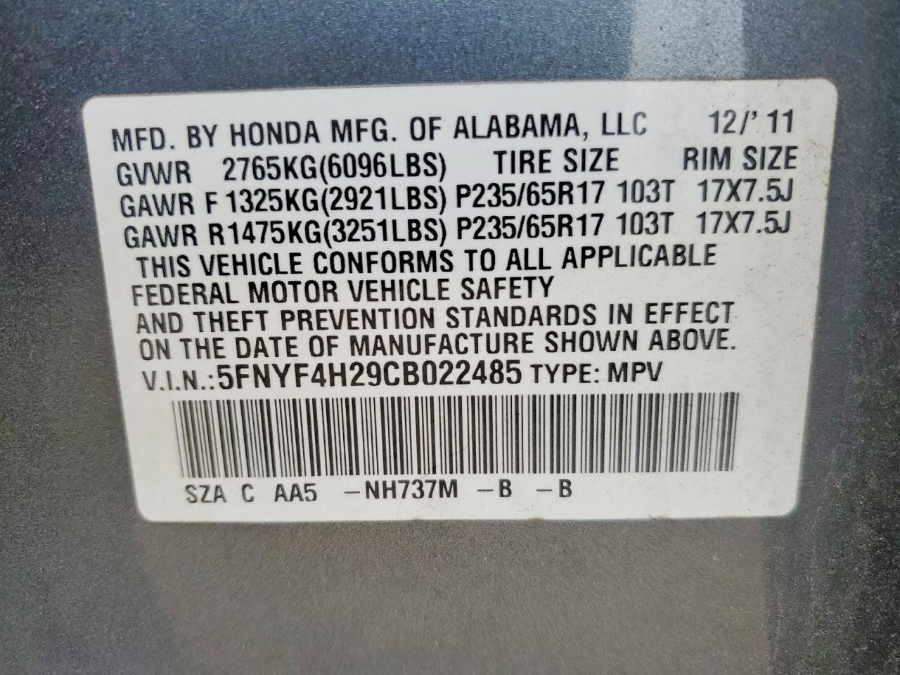 2012 HONDA PILOT