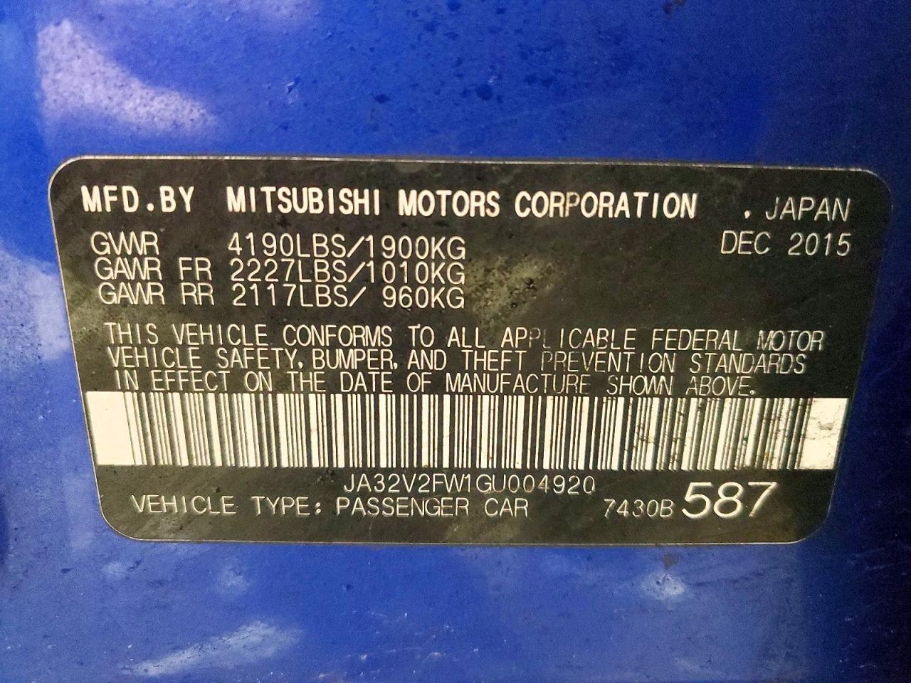 2016 MITSUBISHI LANCER