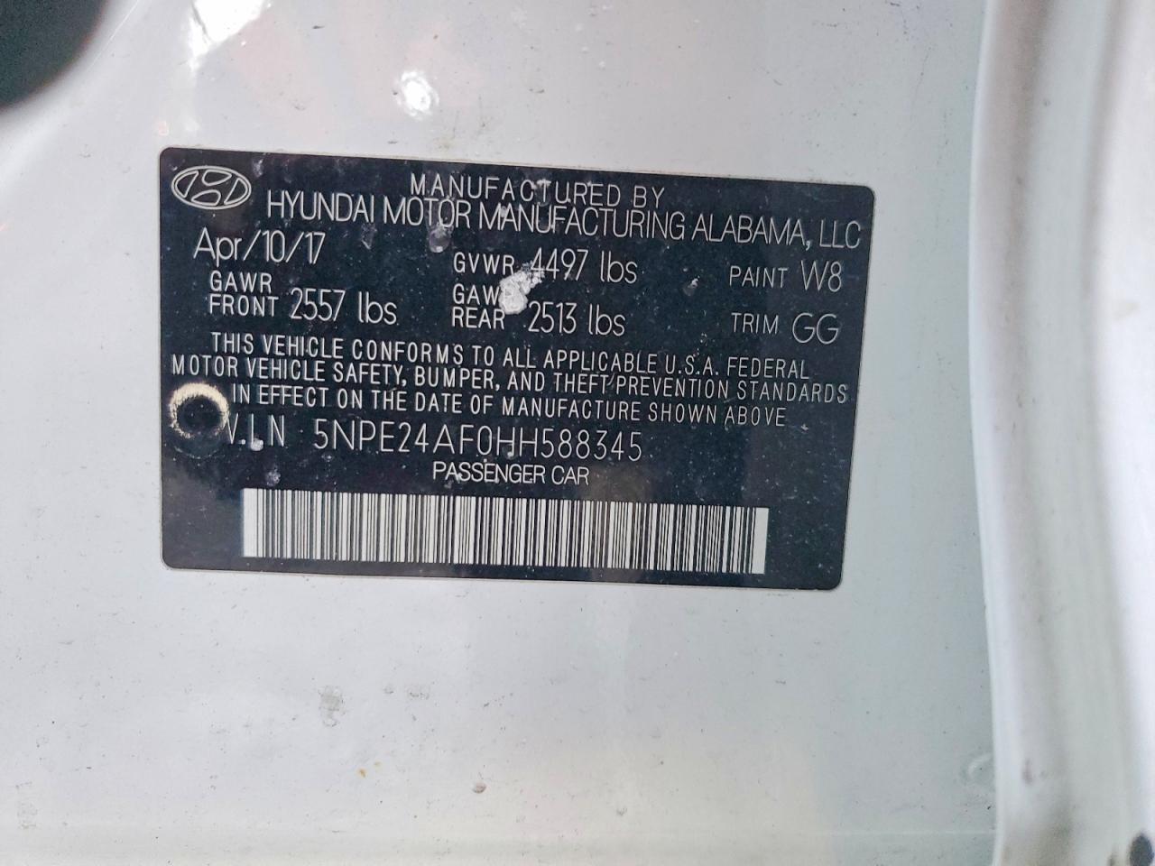 2017 HYUNDAI SONATA