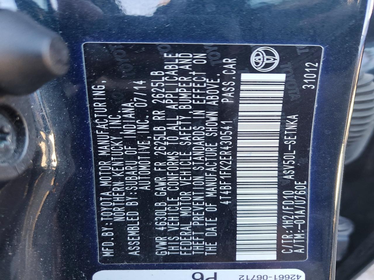 2014 TOYOTA CAMRY