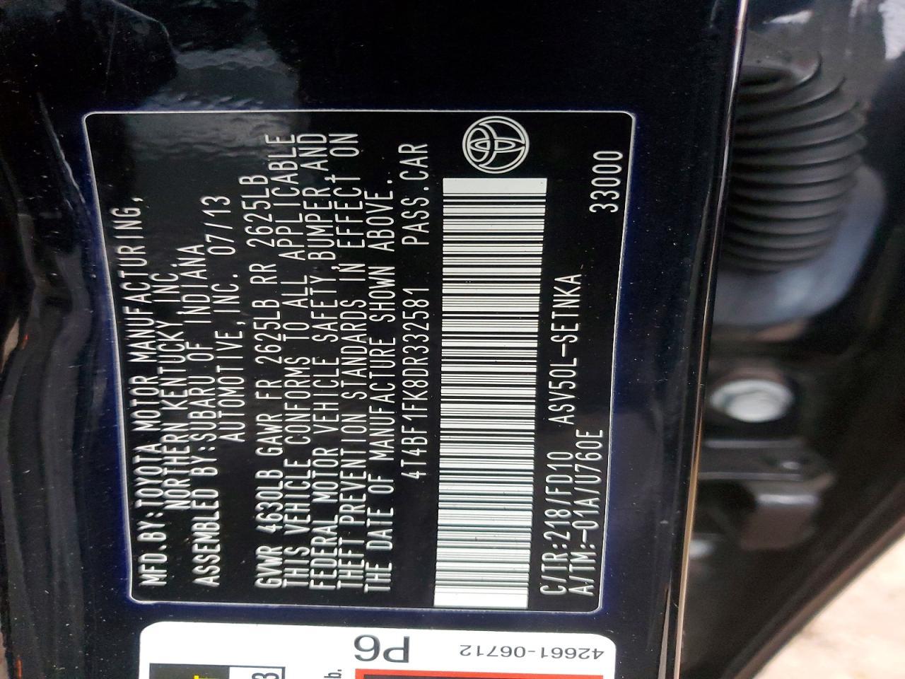 2013 TOYOTA CAMRY