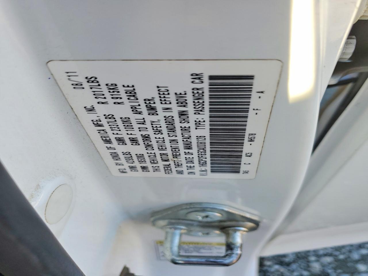 2012 HONDA ACCORD