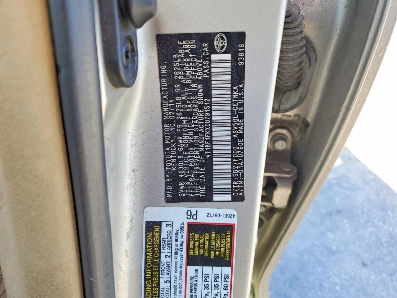 2014 TOYOTA CAMRY