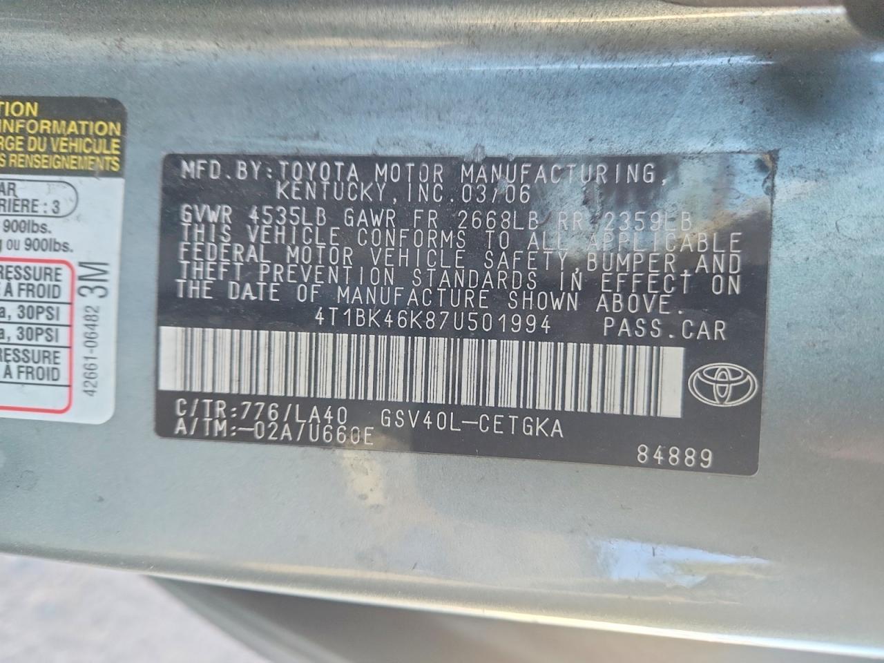 2007 TOYOTA CAMRY