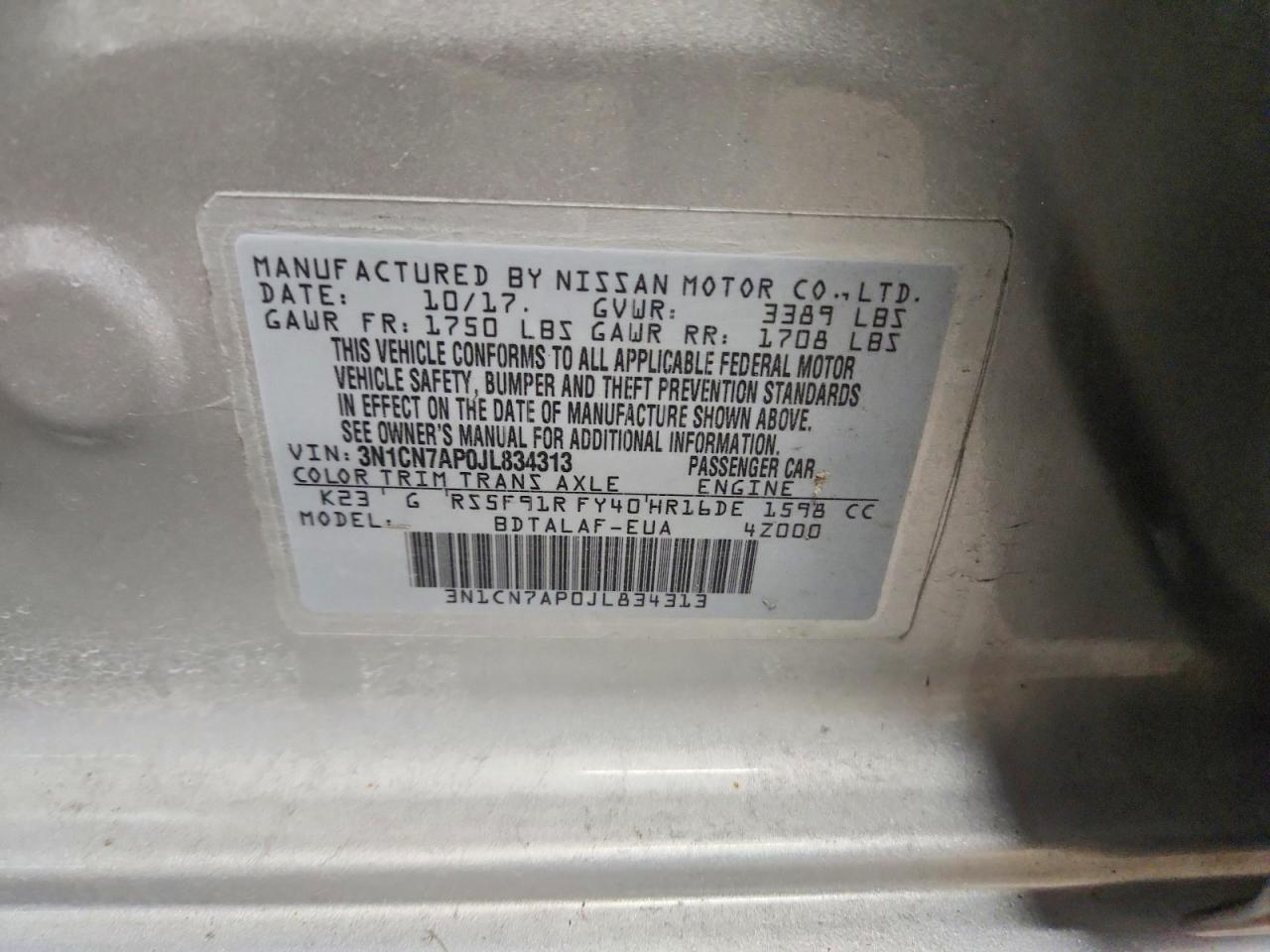 2018 NISSAN VERSA