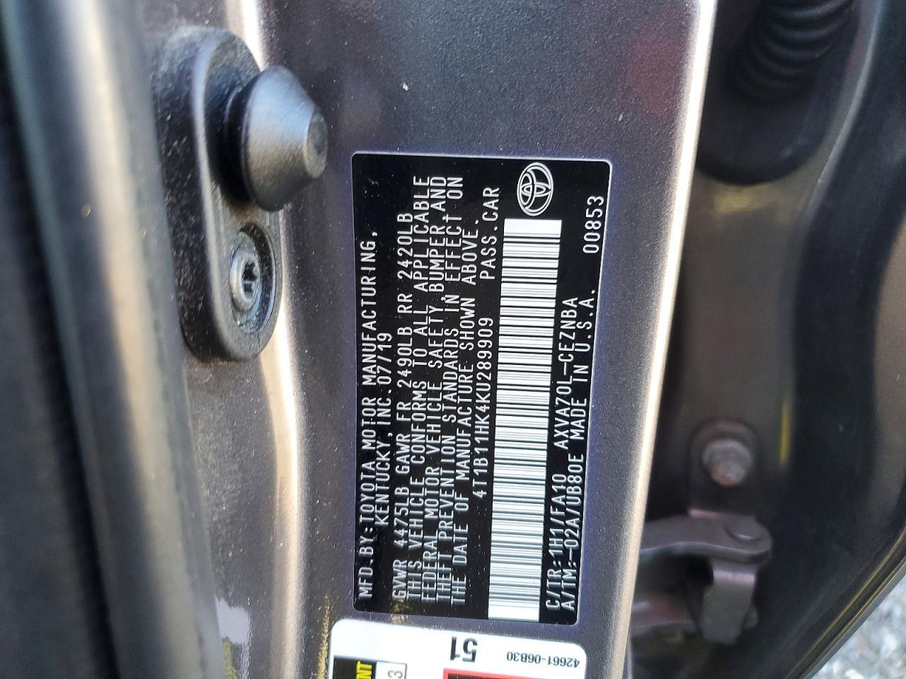 2019 TOYOTA CAMRY