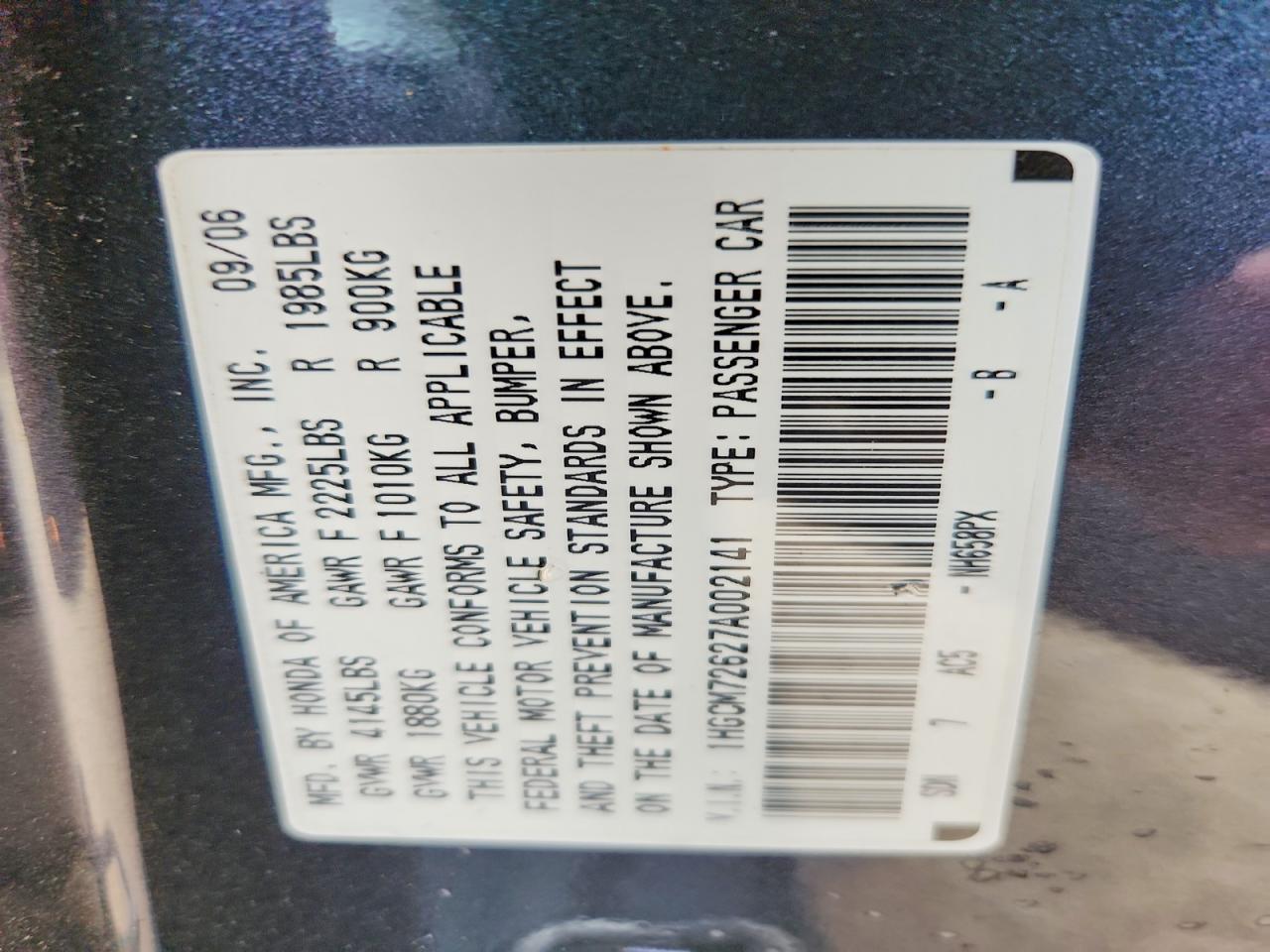 2007 HONDA ACCORD