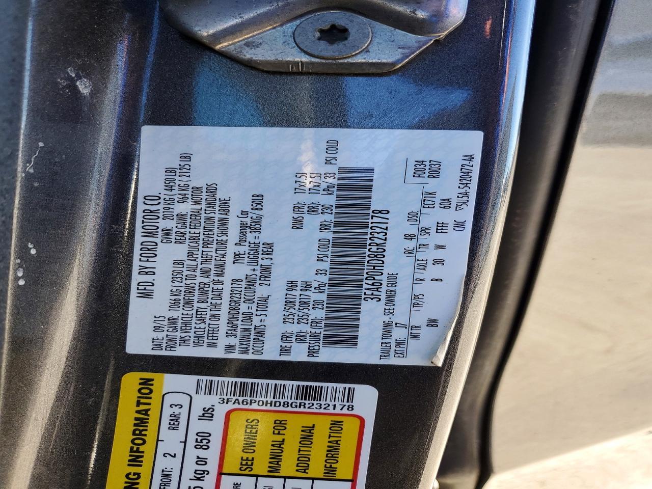 2016 FORD FUSION