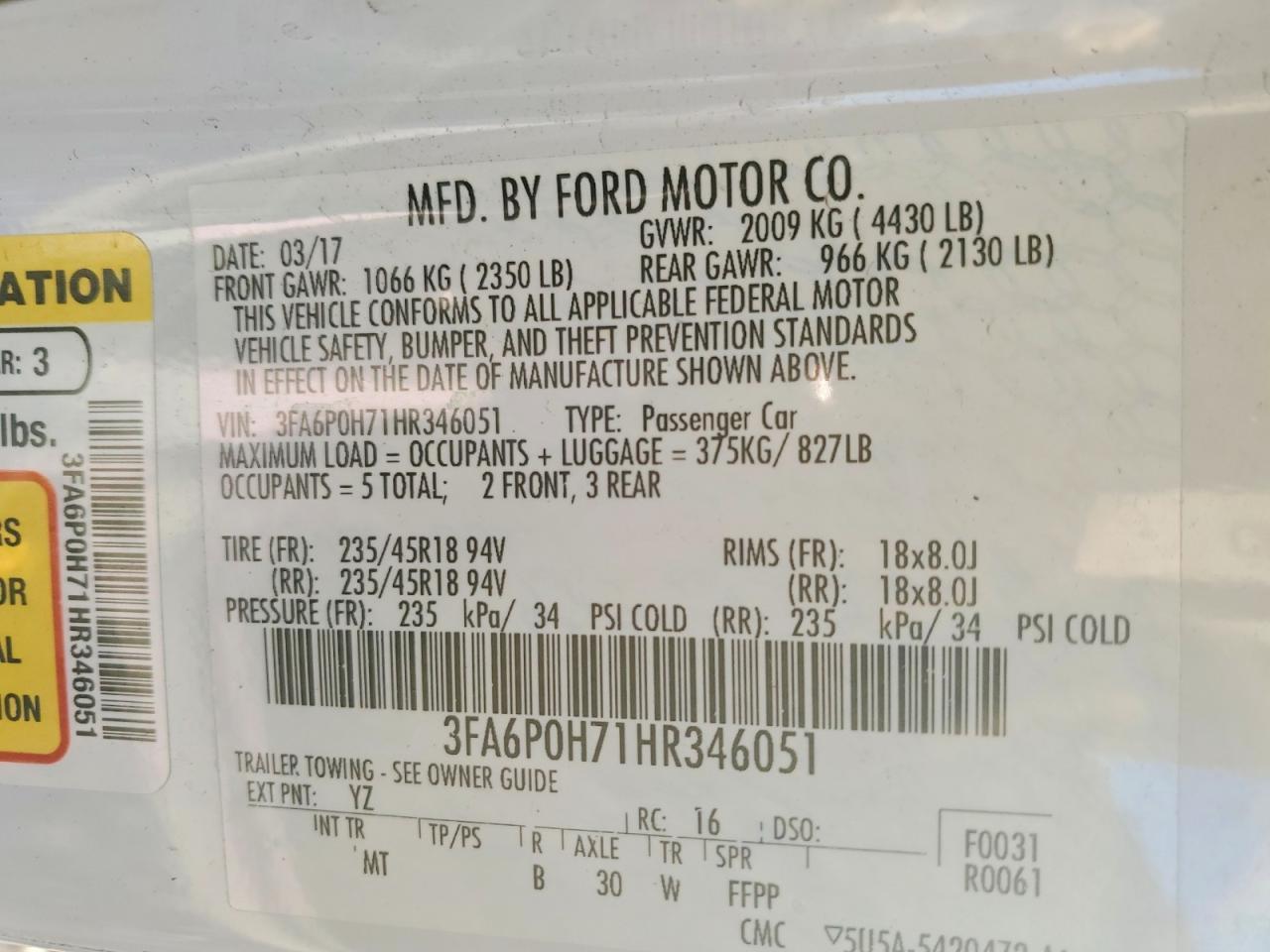2017 FORD FUSION