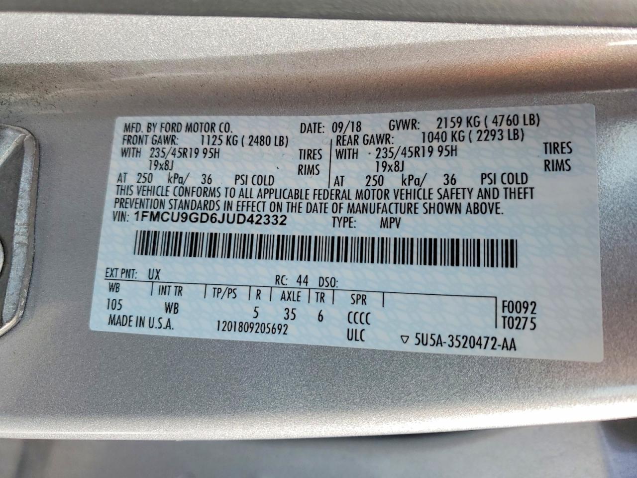 2018 FORD ESCAPE