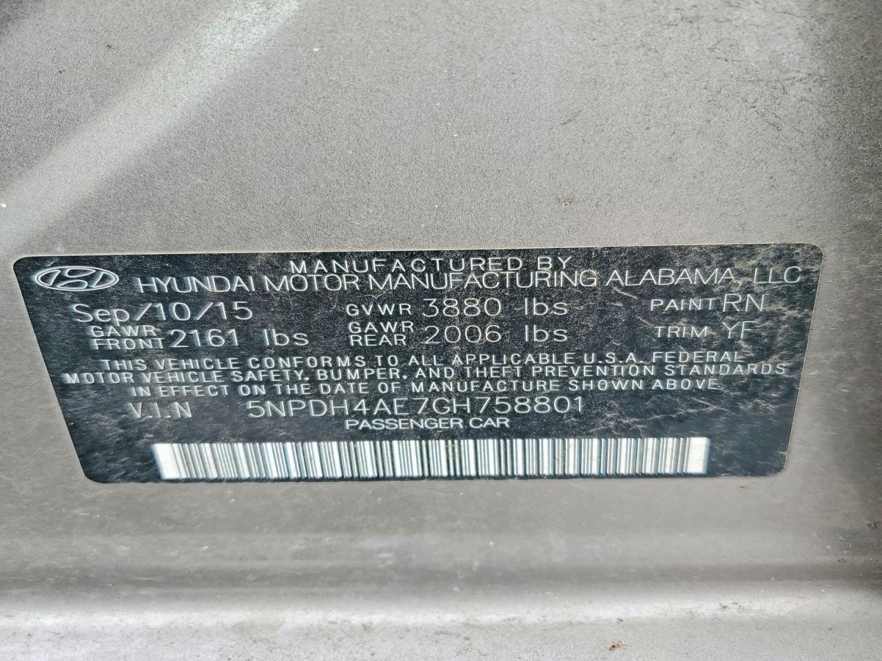 2016 HYUNDAI ELANTRA