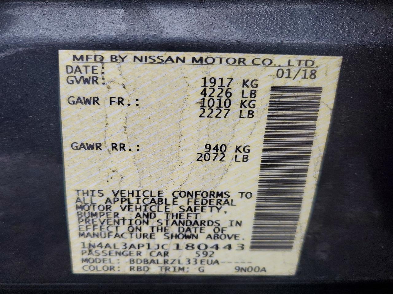 2018 NISSAN ALTIMA