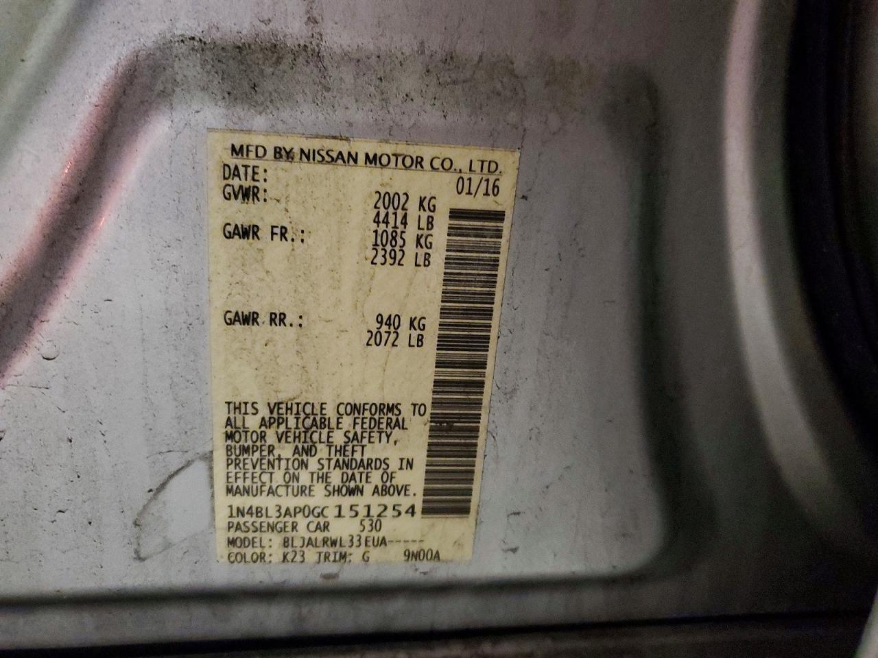 2016 NISSAN ALTIMA