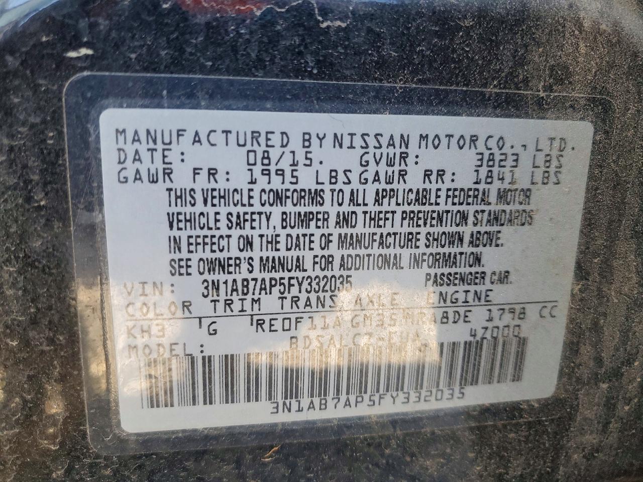 2015 NISSAN SENTRA