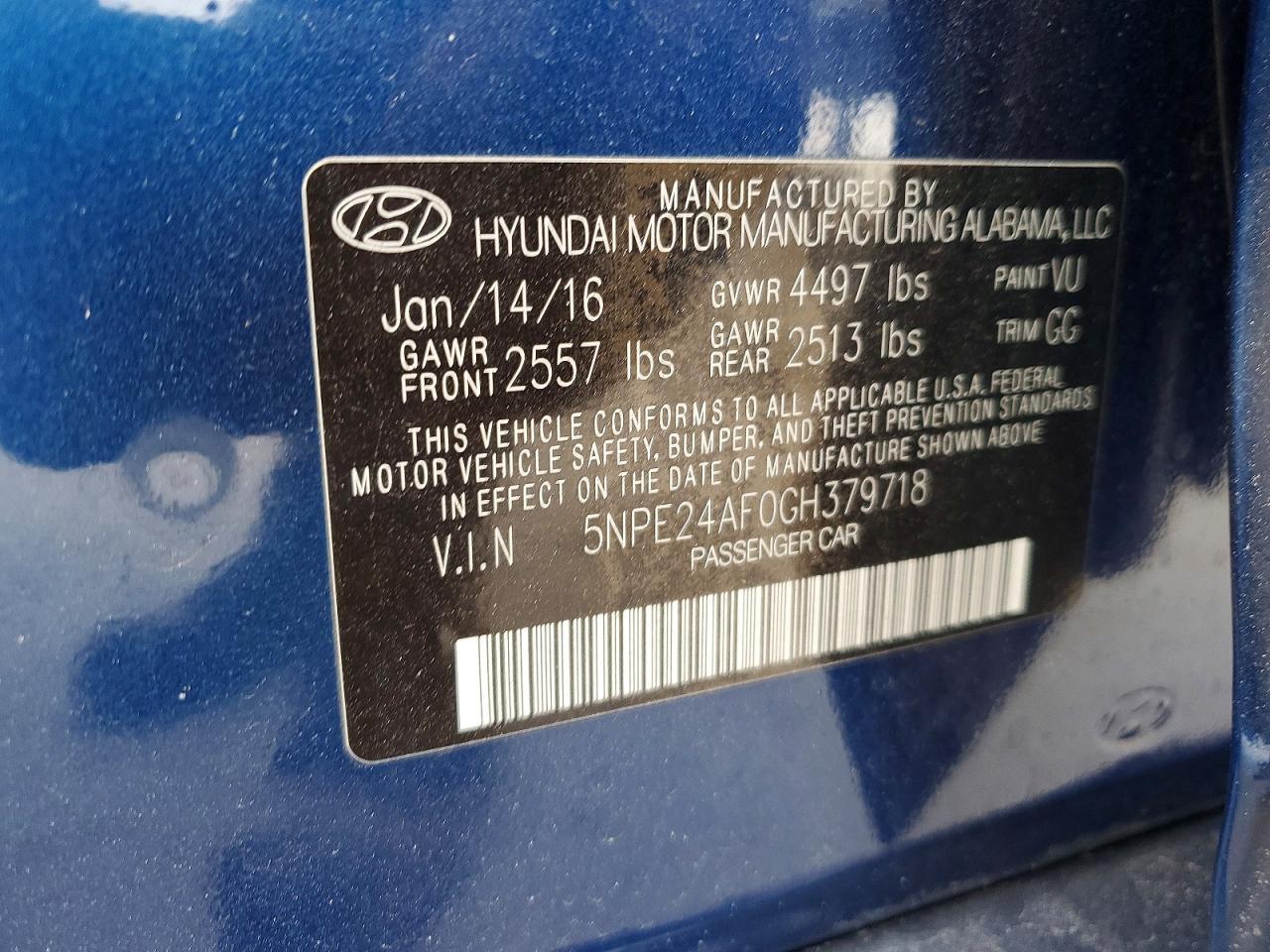 2016 HYUNDAI SONATA