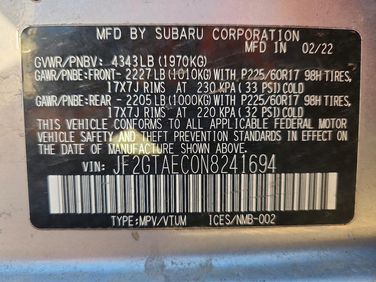 2022 SUBARU Crosstrek