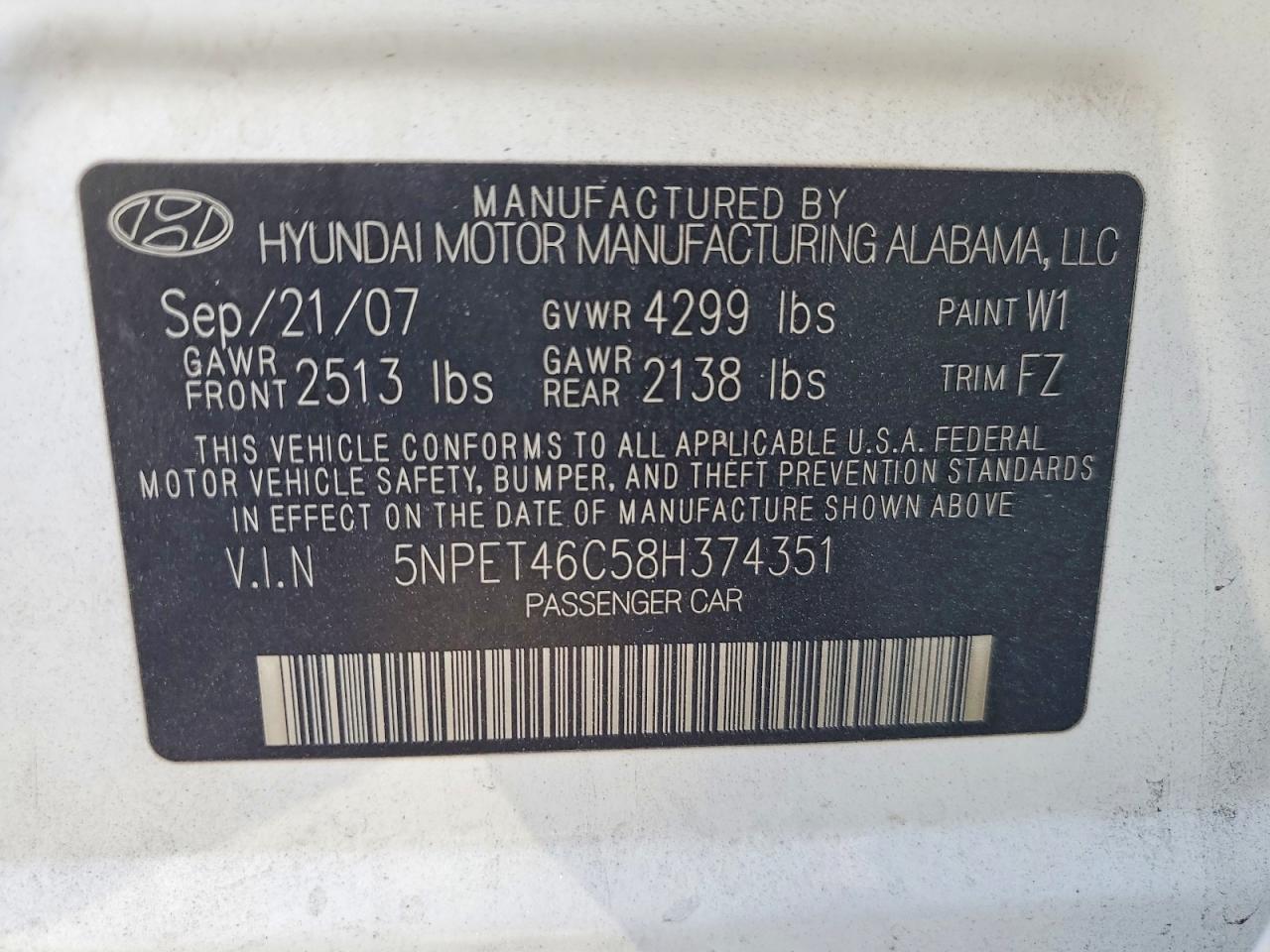 2008 HYUNDAI SONATA