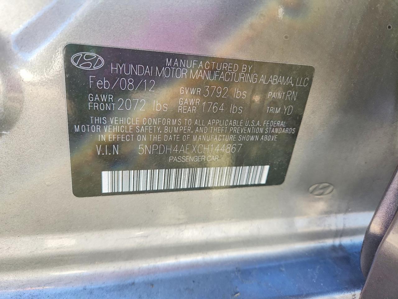 2012 HYUNDAI ELANTRA