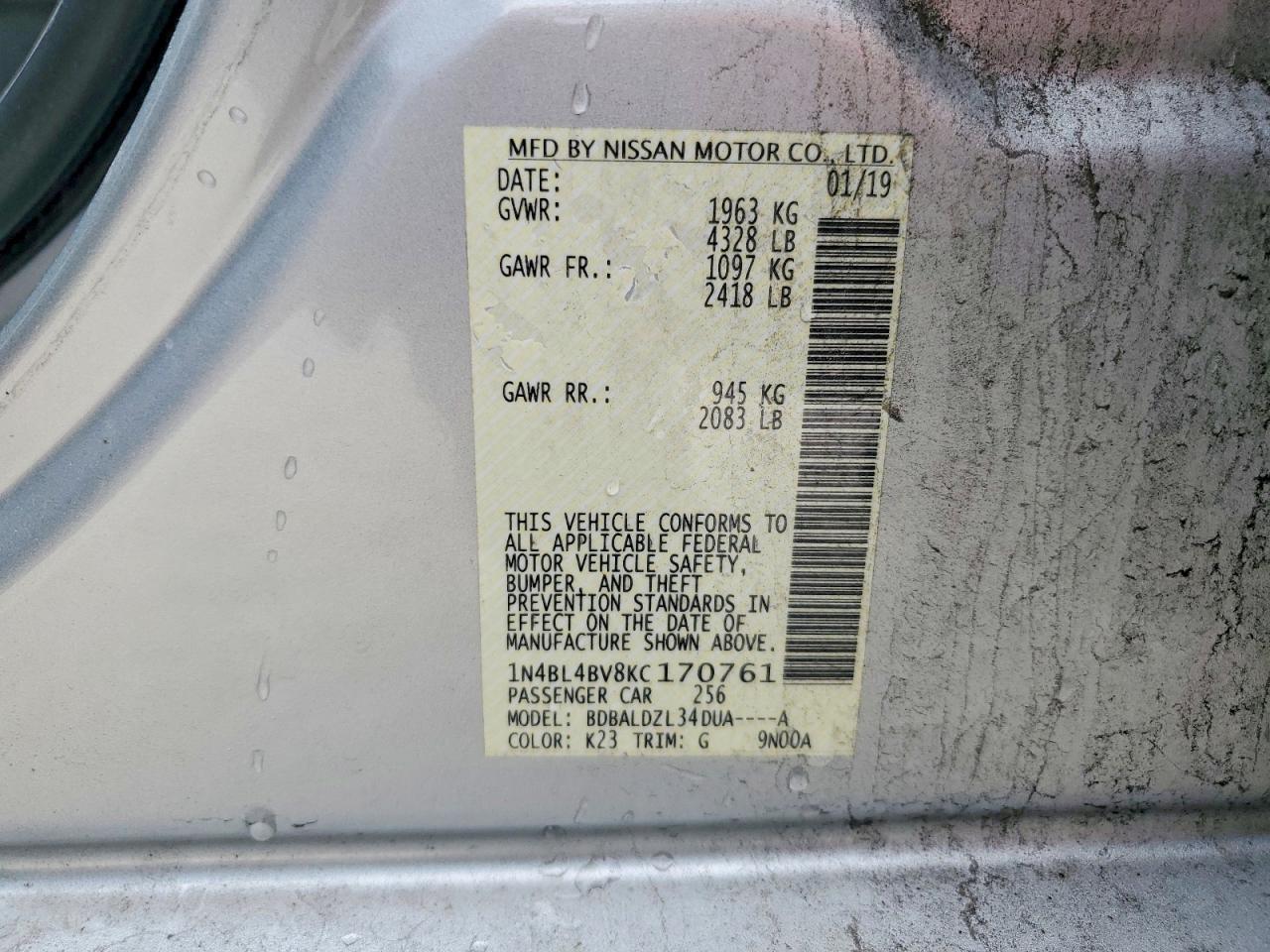 2019 NISSAN ALTIMA