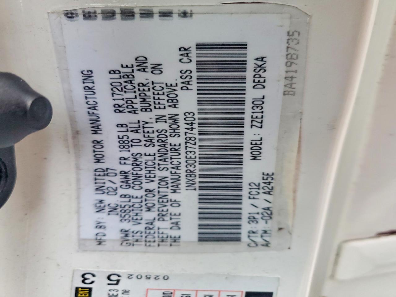 2007 TOYOTA COROLLA