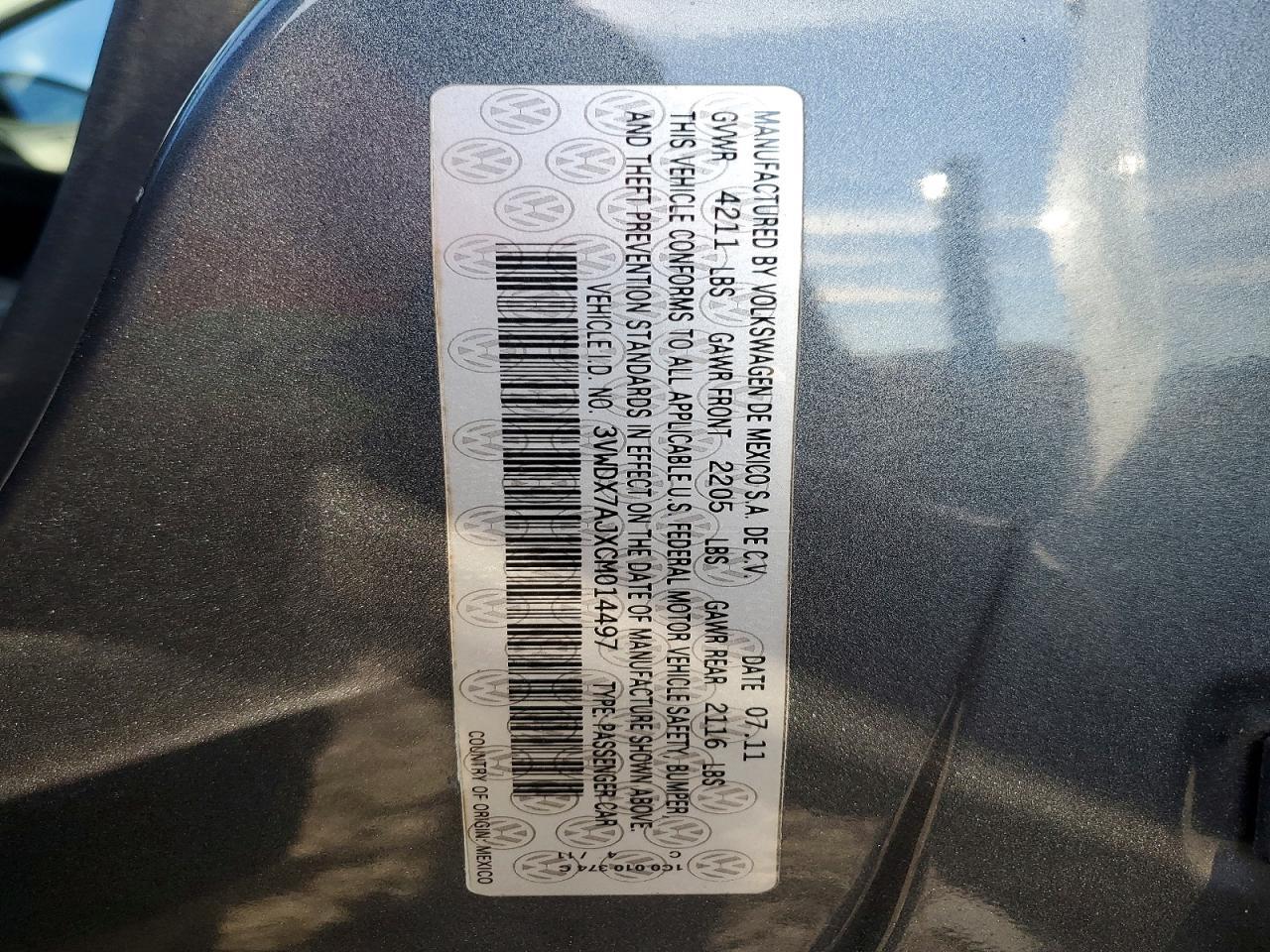 2012 VOLKSWAGEN JETTA