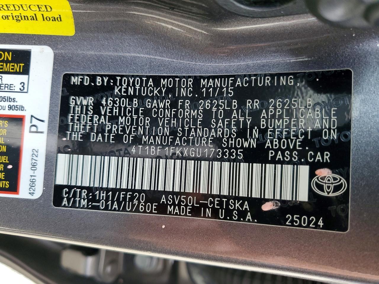 2016 TOYOTA CAMRY