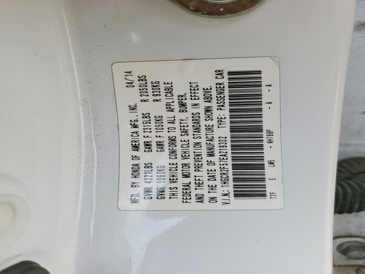 2014 HONDA ACCORD