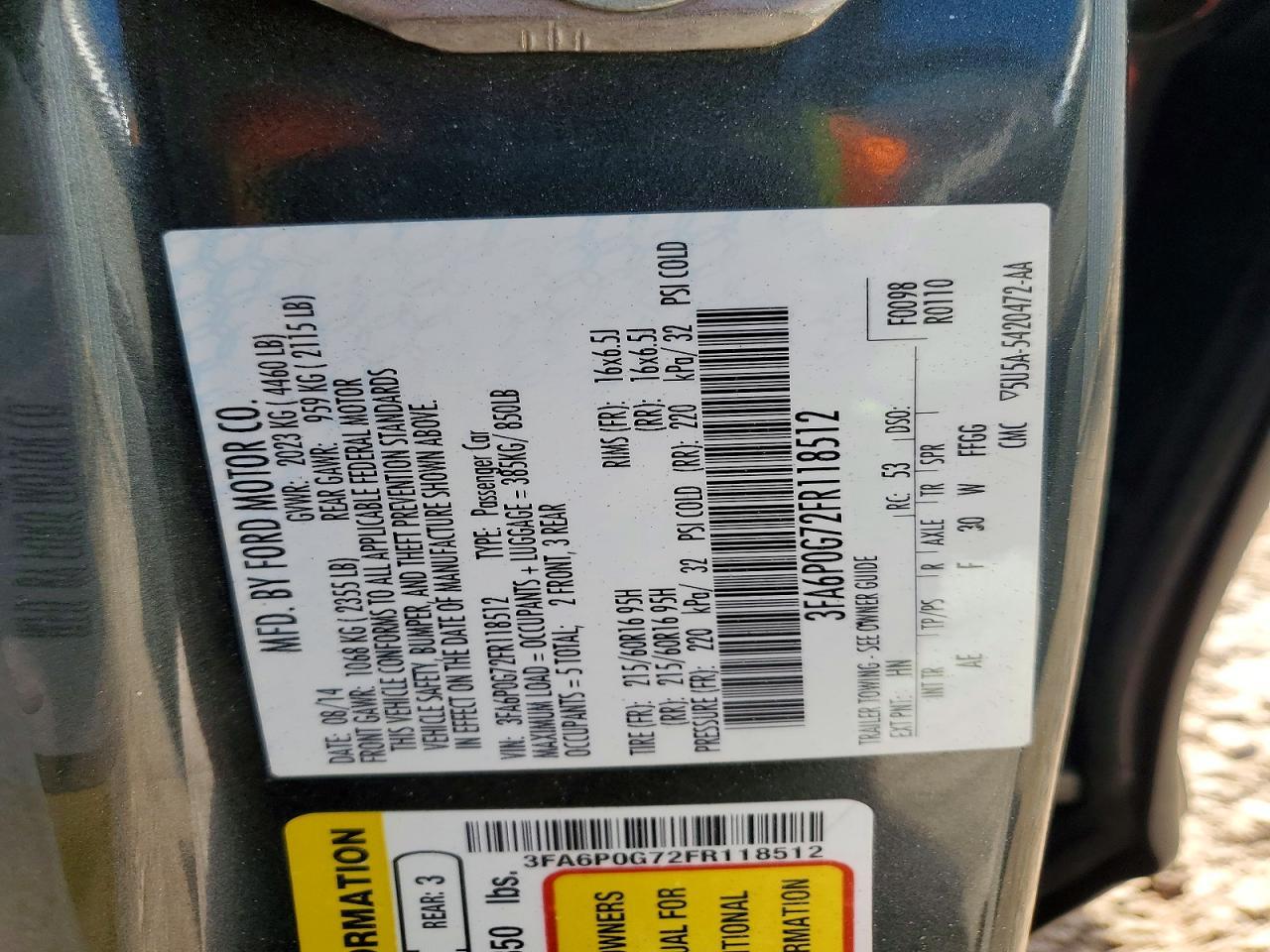 2015 FORD FUSION
