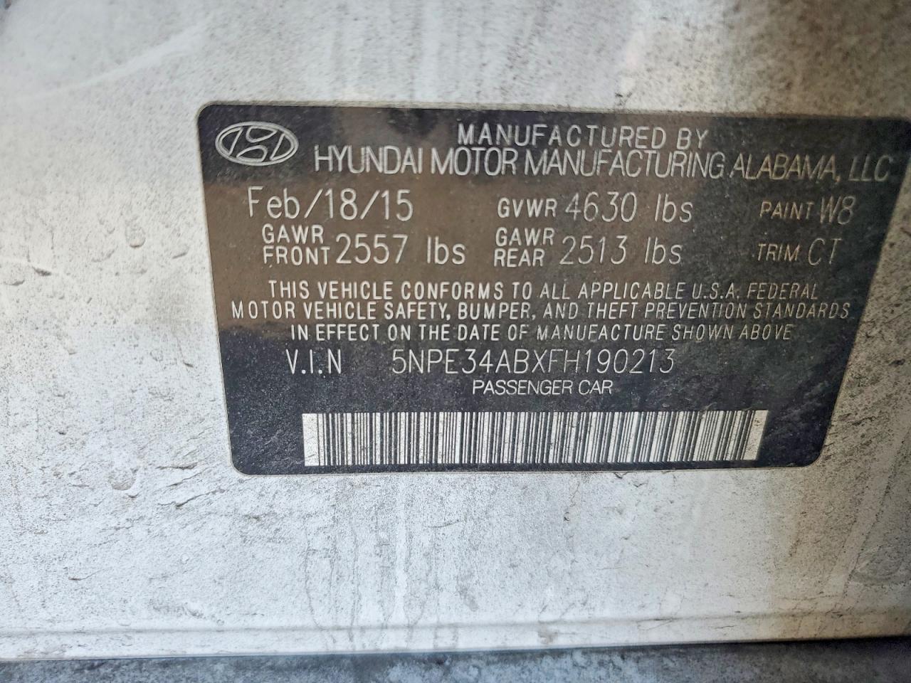 2015 HYUNDAI SONATA
