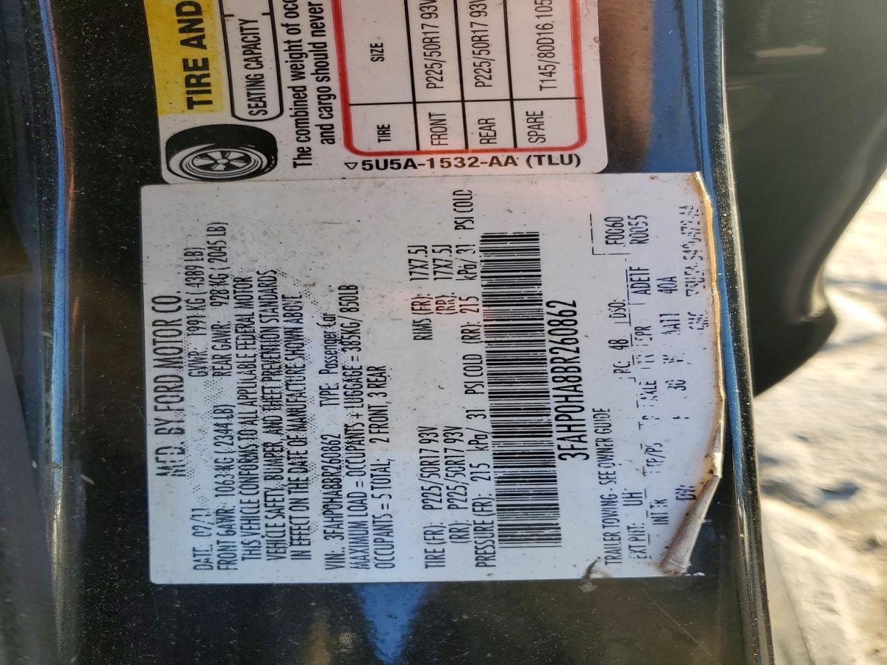 2011 FORD FUSION