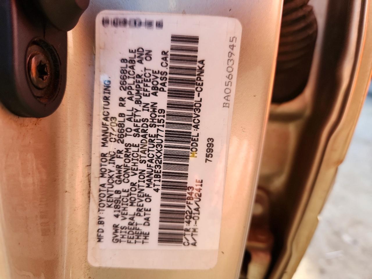 2003 TOYOTA CAMRY