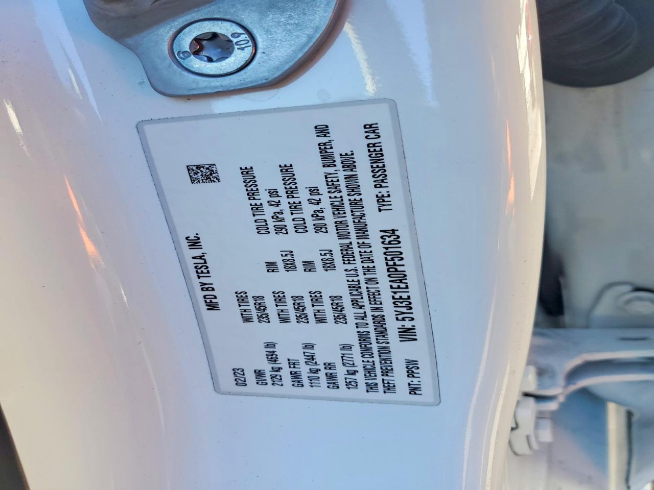 2023 TESLA MODEL 3
