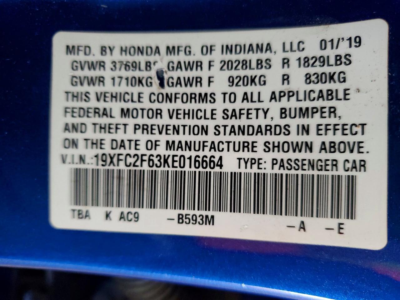 2019 HONDA CIVIC
