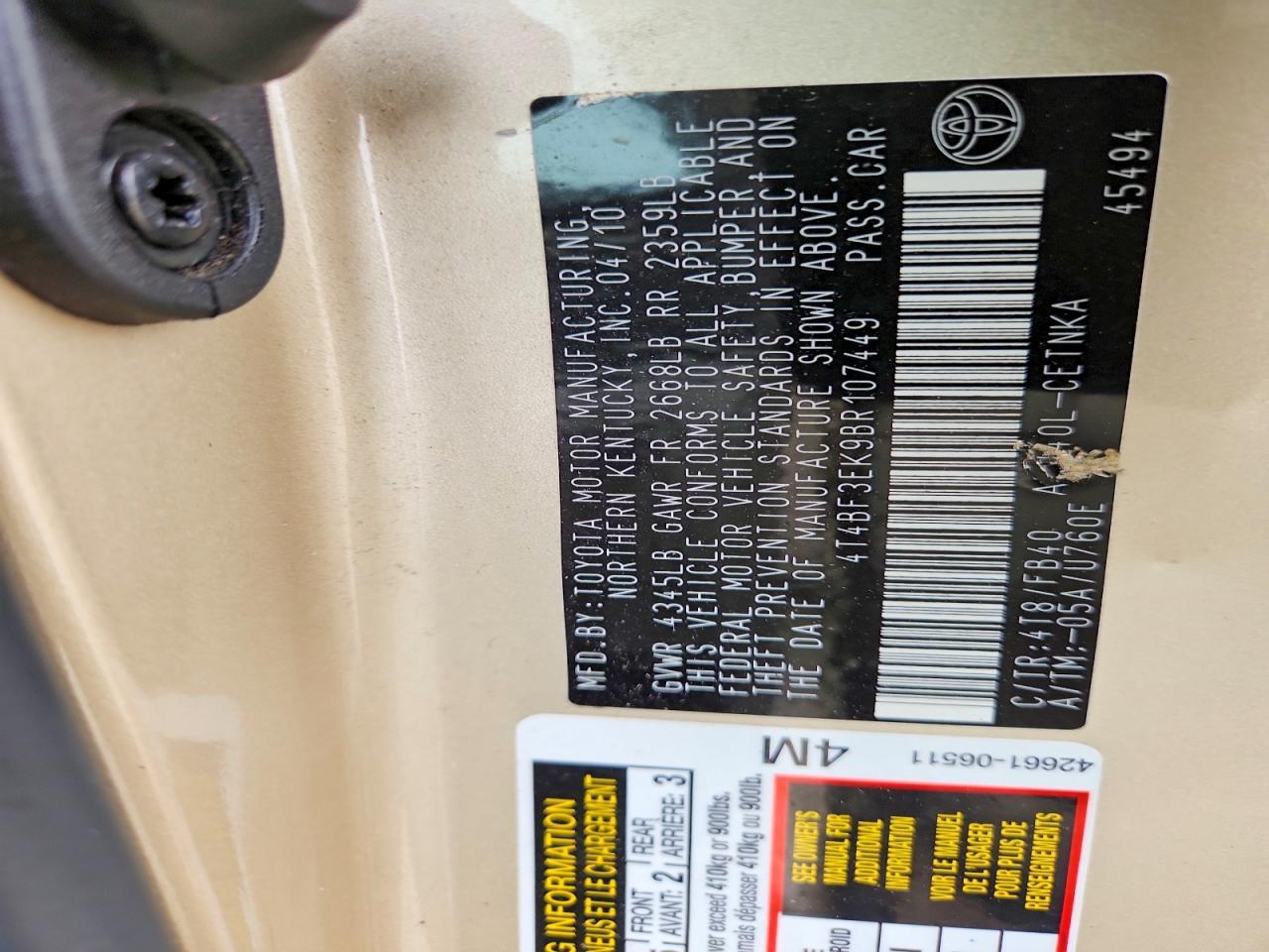 2011 TOYOTA CAMRY