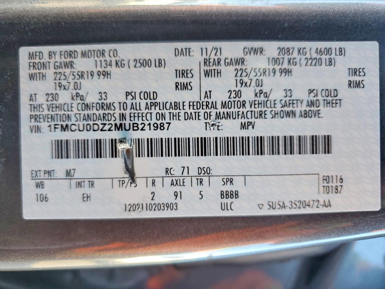2021 FORD ESCAPE