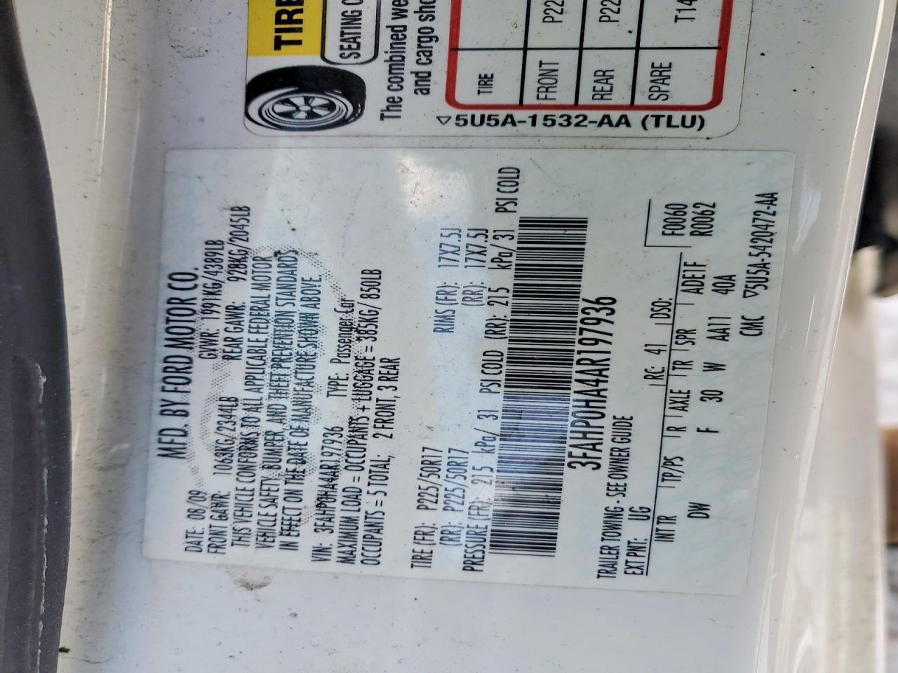 2010 FORD FUSION
