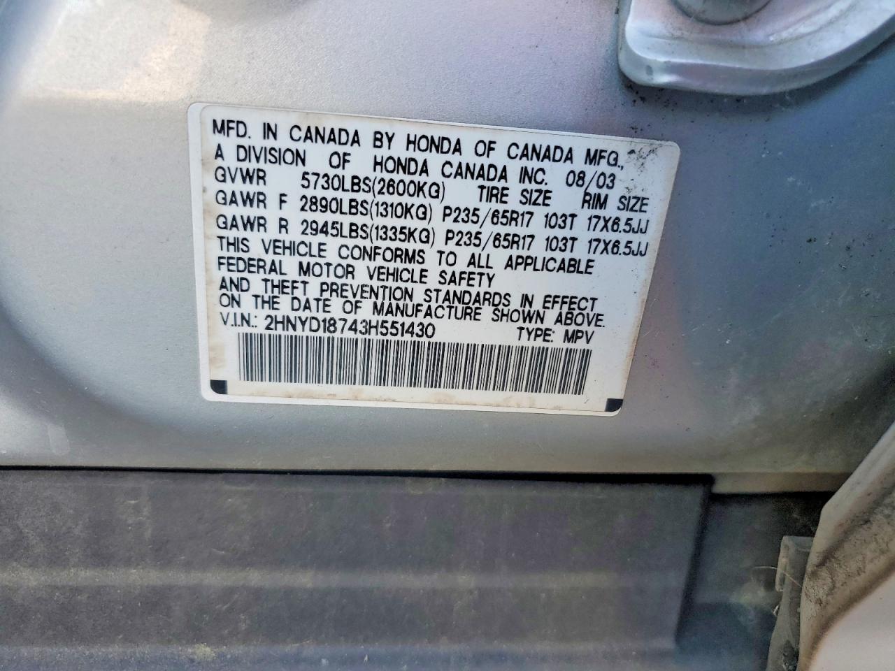 2003 ACURA MDX