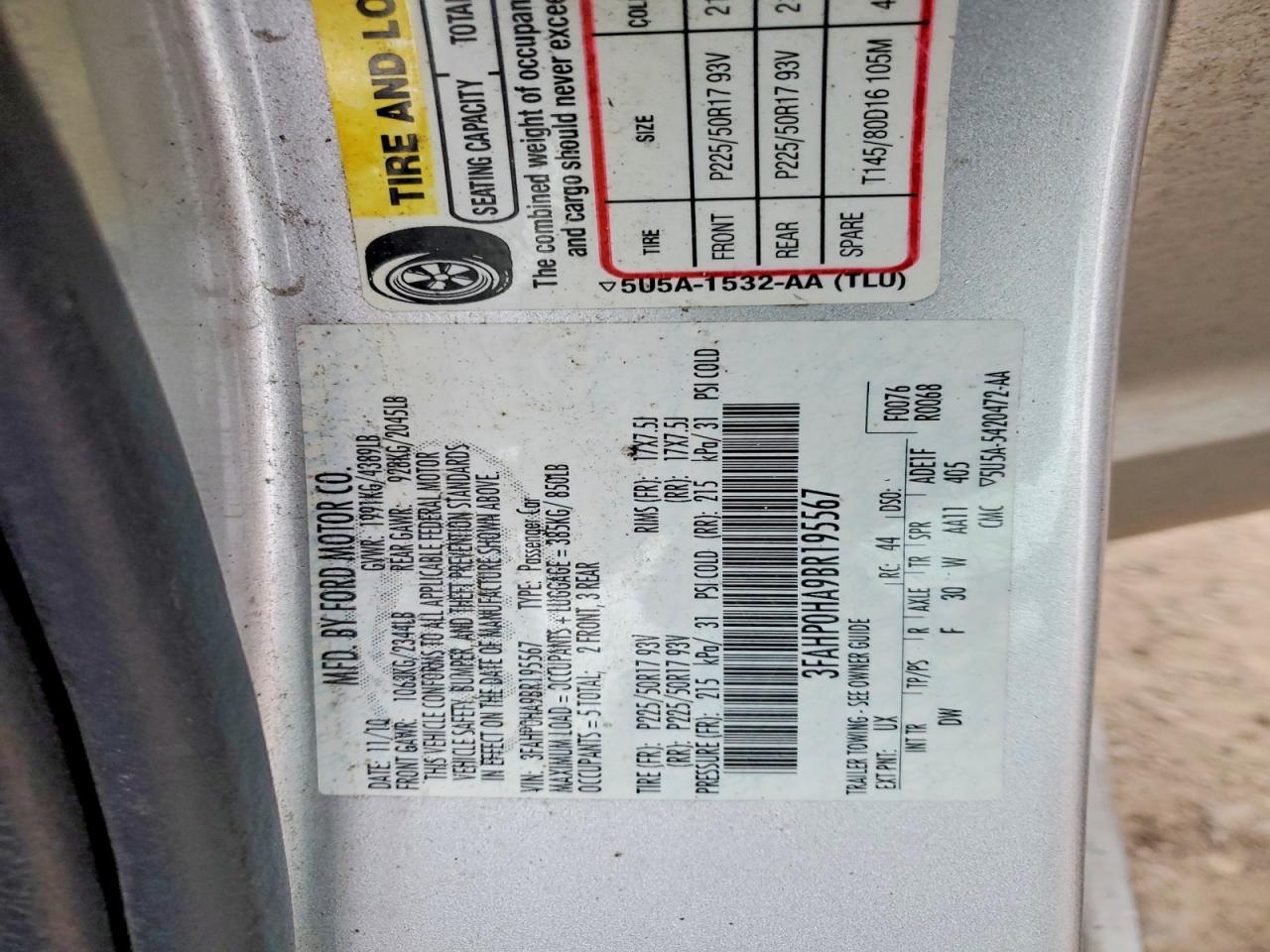 2011 FORD FUSION
