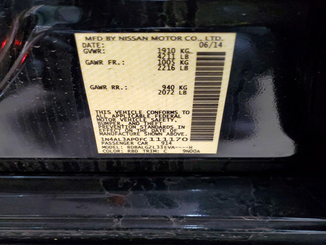 2015 NISSAN ALTIMA