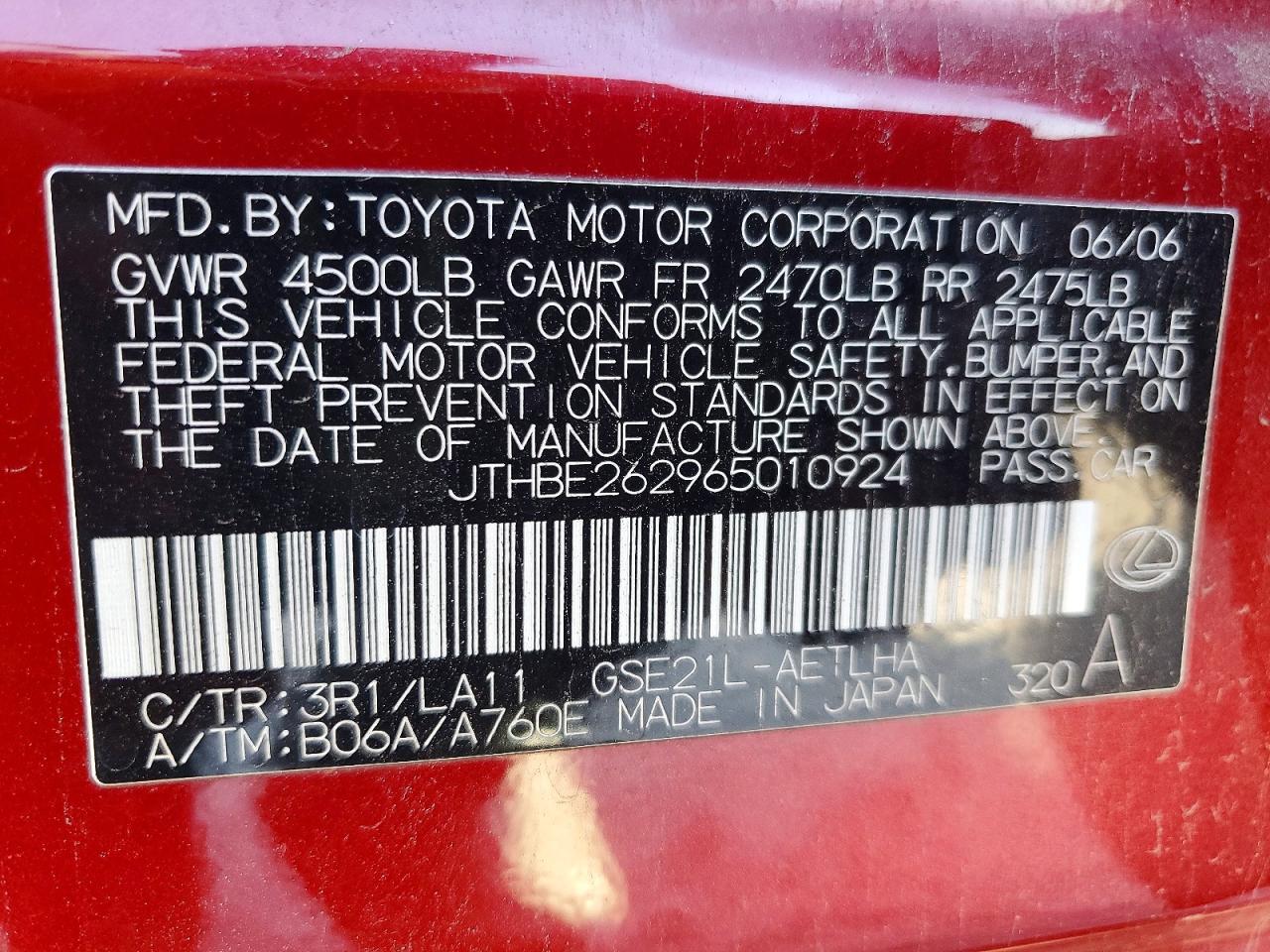 2006 LEXUS IS 350
