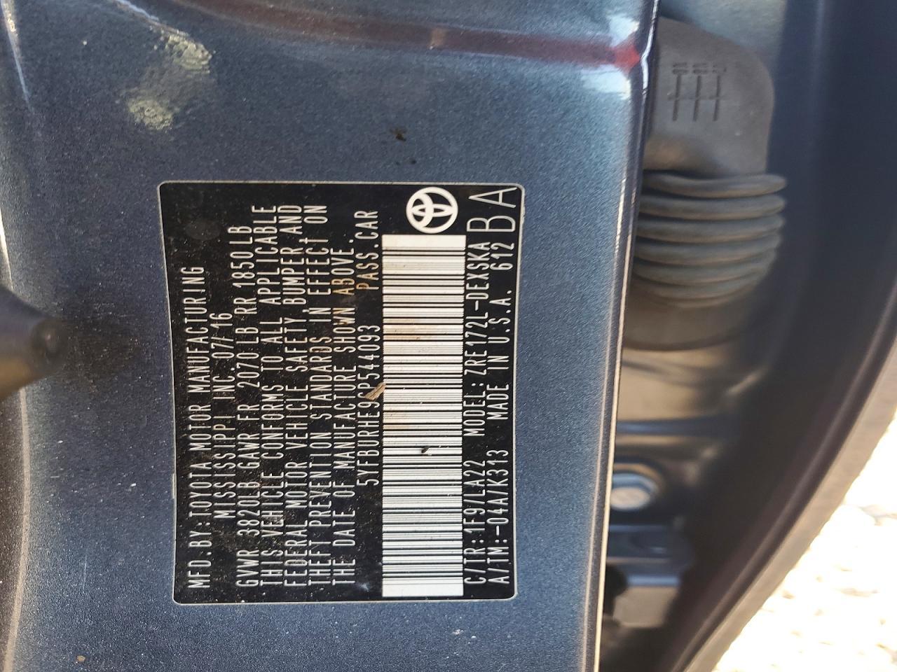 2016 TOYOTA COROLLA
