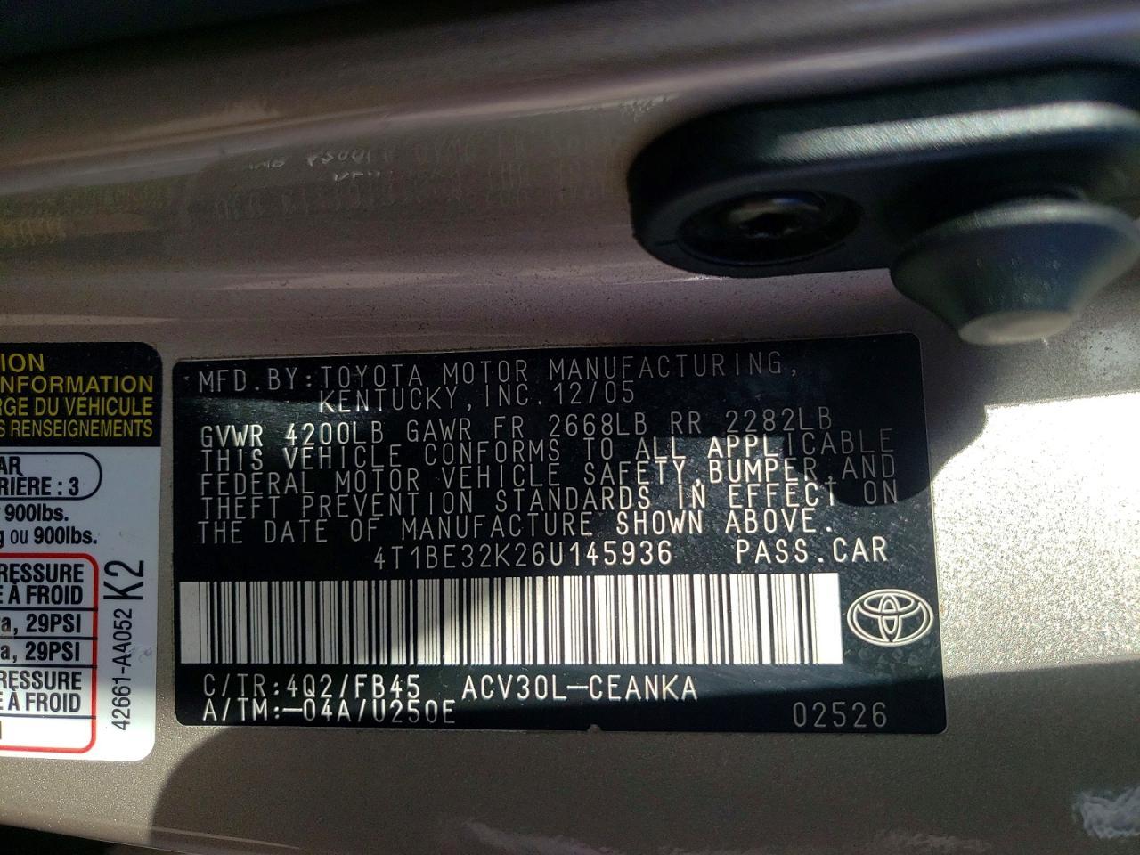 2006 TOYOTA CAMRY