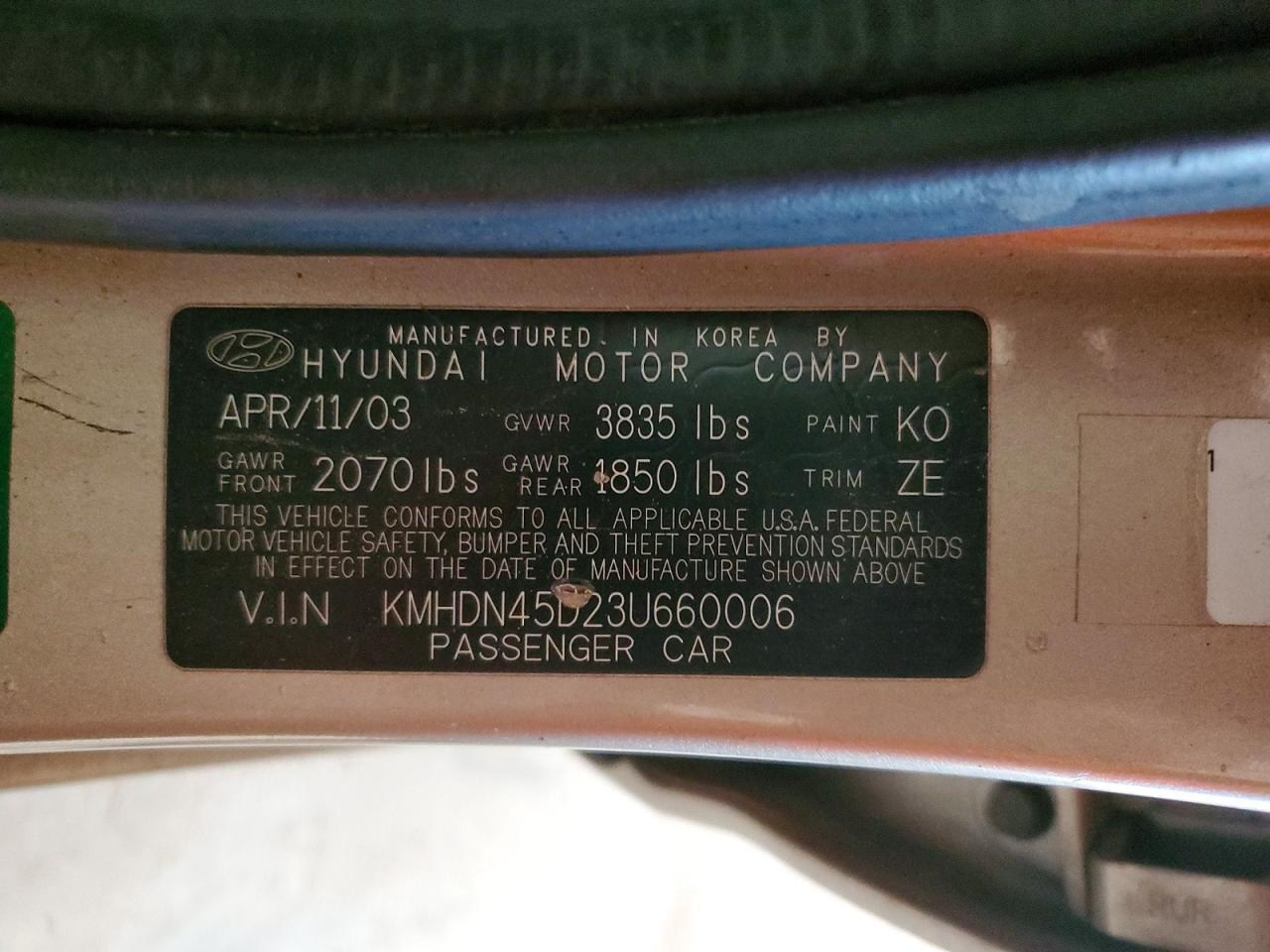 2003 HYUNDAI ELANTRA
