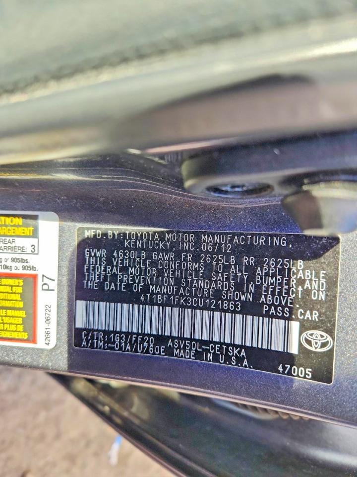 2012 TOYOTA CAMRY