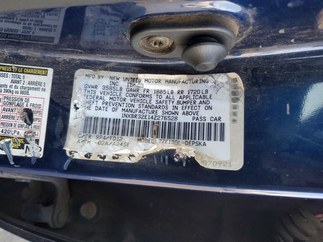 2004 TOYOTA COROLLA