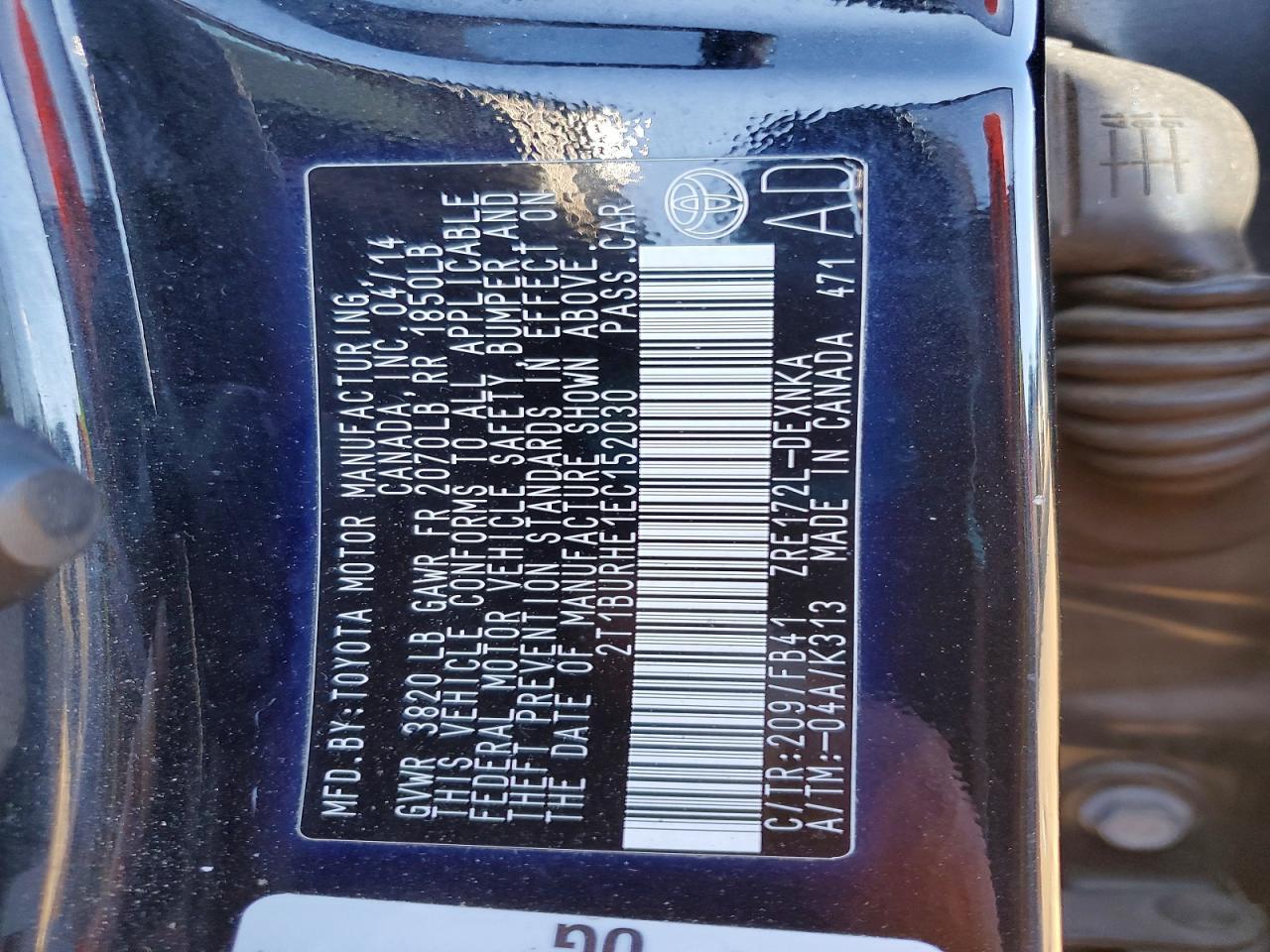2014 TOYOTA COROLLA