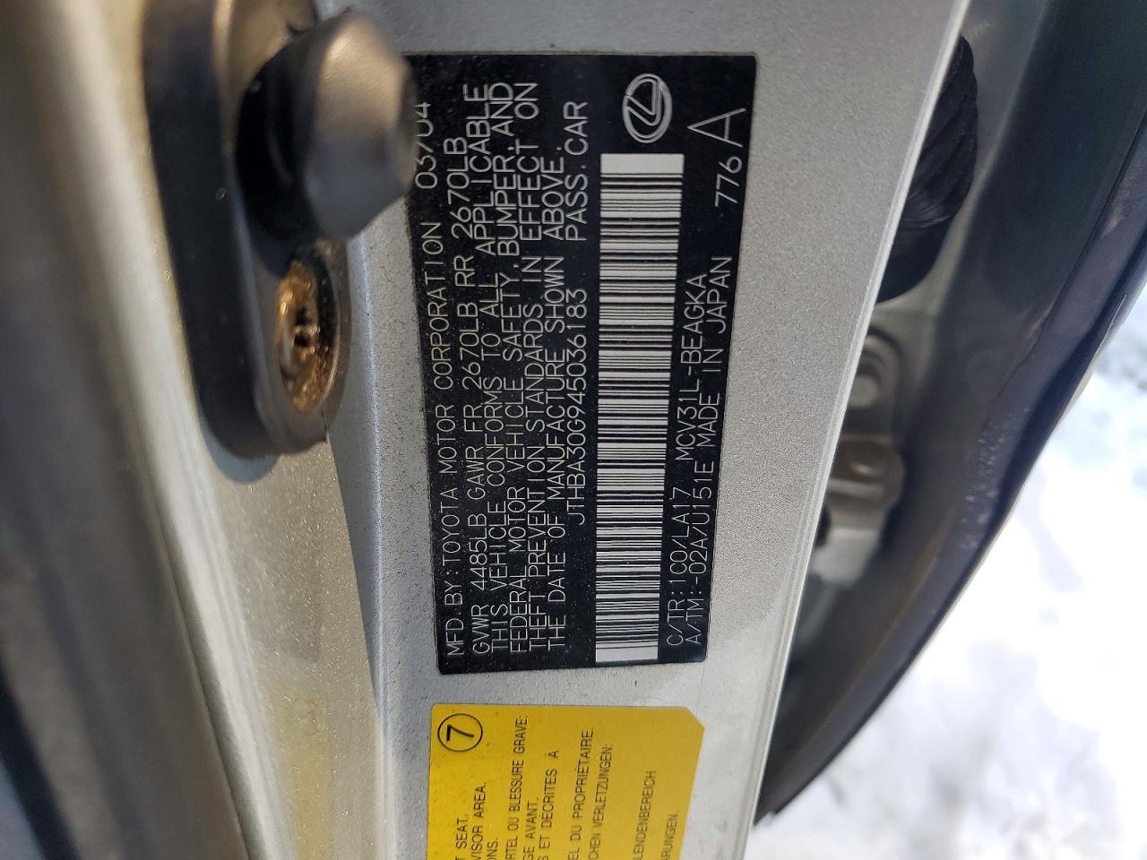 2004 LEXUS ES 330
