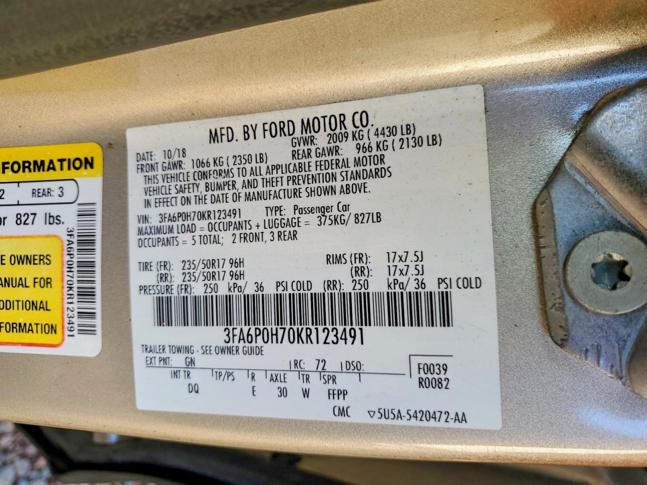 2019 FORD FUSION