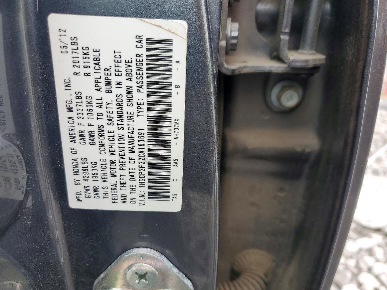 2012 HONDA ACCORD